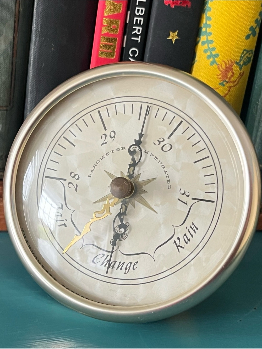 Antique-Style Round Aneroid Barometer Wall Decor in Silver and Gold